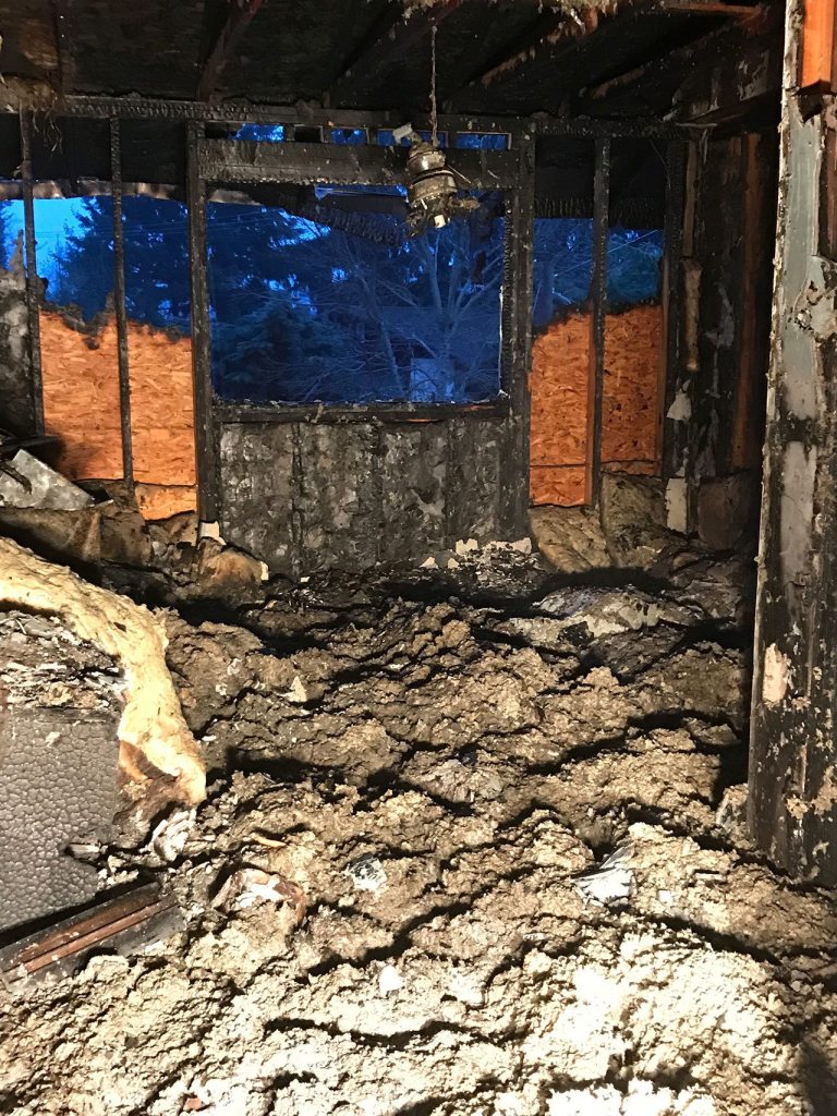 Fire damaged a top-floor room of the Blue Water Inn, Feb. 9. (Michele Laboda/North Kitsap Fire & Rescue)