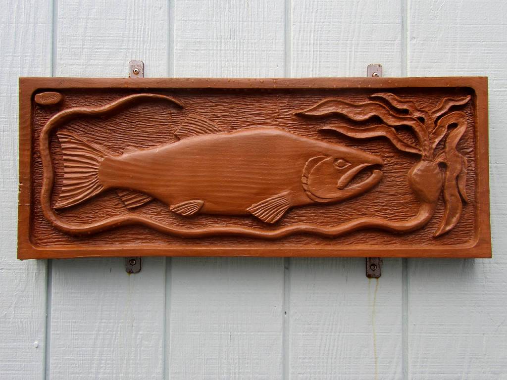 Carved and painted salmon are a favorite theme.                                Terryl Asla/Kitsap News Group