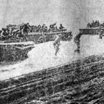 Troops go ashore on an unidentified Pacific Island in this photo.                                Kitsap County Herald