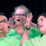 Left, Avalon Johnson, Mackenzie Richmond and Miles Brown, along with other fifth-grade dancers, perform &ldquo;Roar.&rdquo;                                Below, the &ldquo;Seize the Day&rdquo; tumbler is 14-year-old Brownsville graduate Annika Collier, who also helped students choreograph their dances.                                Bottom, &ldquo;One Call Away&rdquo; soloists were Cannon Volitis, Maleri Patnode, Max Foster and Hunter Hansen.                                 Terryl Asla/Kitsap News Group
