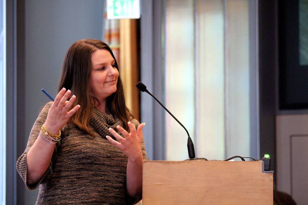 Jennifer Chamberlin shares her view on the resolution declaring Bremerton to be a &ldquo;welcoming city.&rdquo;                                Michelle Beahm / Kitsap News Group