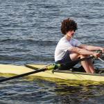 Matthew Nielson rowing in after second place finish in Men&rsquo;s Novice (1x). Dane Sellers/Clam Island Rowing club