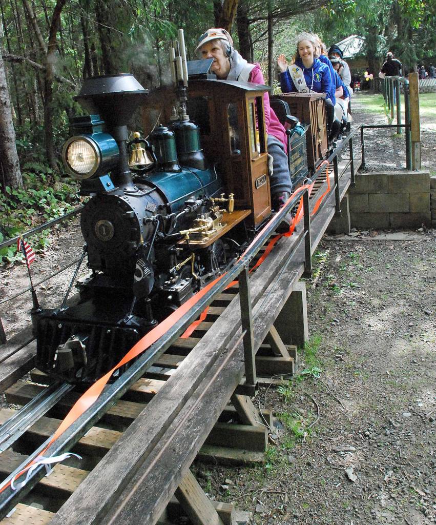 The Kitsap Steamers railroaders has its full array of rail cars in operation for rides during the Easter egg hunt at South Kitsap Regional Park April 15.                                Photo: Bob Smith | Kitsap Daily News