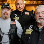 Three presidents of the Brothers in Arms Motorcycle Club attended the community kickoff. From left, Jonni &ldquo;Weed&rdquo; Oben, state president; Chris &ldquo;Sarge&rdquo; Sargent, national president; Gary &ldquo;Roadside&rdquo; Coykendall, West Puget Sound Chapter president. (Terryl Asla/ Kitsap News Group)