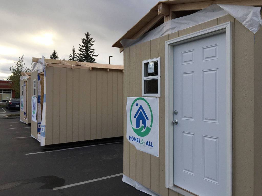 The cottage structures are 8-by-11 feet and will be part of a 12-unit transitional housing village for homeless residents in South Kitsap.                                Bob Smith | Kitsap News Group