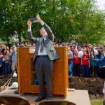 Central Kitsap School District Superintendent David McVicker takes a selfie with Olympic High School students at the groundbreaking ceremony May 31. Central Kitsap School District