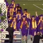 Members of North Kitsap High School&rsquo;s Class of 2017 are jubilant as they arrive for graduation, June 9, at North Kitsap Stadium. (Angie Donovan/Kitsap News Group correspondent)