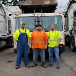 From right, Matthew Duerr is an 11-year veteran and drives the residential route; Jake Todd is a casual laborer who takes his turn on the trucks; John Lord serves residential customers. Not pictured: Vidal Hernandez.                                 Terryl Asla/Kitsap News Group