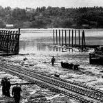 The giant 600 ton ship cradle and 4,000 ton railway at the Winslow shipyard as they looked in 1943 at the height of World War II. &mdash; Bainbridge Island Historical Society