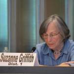Bremerton City Council candidate Suzanne Griffith readies for her opening statement at the League of Women Voters candidates forum, July 11 in the Norm Dicks Government Center. (Michelle Beahm/Kitsap News Group)