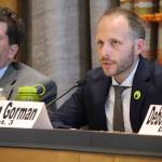 Bremerton City Council candidate Kevin Gorman awaits his opportunity to respond to a question at the League of Women Voters candidates forum, July 11 in the Norm Dicks Government Center. (Michelle Beahm/Kitsap News Group)