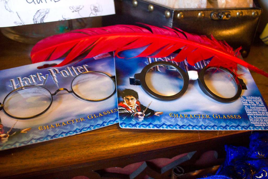 Harry Potter-themed glasses and Hogwarts garb are for sale at Mrs. Muir&rsquo;s House, 32199 N. Rainier Ave, Port Gamble. Those who arrive in costume will be offered special gifts. (Sophie Bonomi/Kitsap News Group)