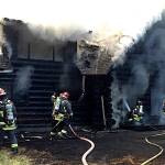 Central Kitsap Fire and Rescue, as well as Bremerton and Navy Region Northwest fire departments, battled a structure fire July 19 in the 9600 block of Misery Point Road NW.                                Photo courtesy CKFR