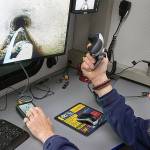 The crumbling sewer main was discovered as part of Poulsbo Public Works ongoing project to inspect and map the condition of all of the city&rsquo;s sewer and stormwater pipes. Here, a city employee drives a remote camera robot down a small residential sewer line.                                Terryl Asla/Kitsap News Group