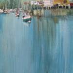 A detail of the large mural showing the early Poulsbo waterfront as seen from out in Liberty Bay. It hangs on the wall in the narrow lane on Front Street that leads to the entrance to Tizley&rsquo;s Europub.                                Terryl Asla/Kitsap News Group