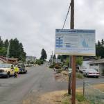 The small print on the big sign advertising the Pavement Maintenance Demonstration Project at Urdahl Road NW reads, &ldquo;Please send us your feedback at publicworks@cityofpoulsbo.com.&rdquo; (Terryl Asla/Kitsap News Group)