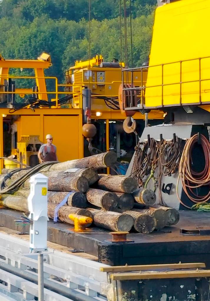 Tall ship, tall crane at Brownsville