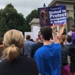 People of all ages and ethnicities protested legislation proposed by Massachusetts Gov. Charlie Baker that would authorize state and local law enforcement to detain individuals upon request of U.S. Immigration and Customs Enforcement. (Hannah Chisholm/Kitsap News Group)