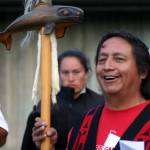 Dennis Jones of the Port Gamble S&rsquo;Klallam Tribe holds a speaker&rsquo;s staff as he shares some information during a Canoe Journey skippers&rsquo; meeting during the 2011 Canoe Journey/Paddle to Swinomish. The Central Kitsap Community Council is considering using the staff, also known as a talking stick, as a community symbol of collaboration. (Richard Walker/Kitsap News Group 2011)