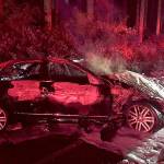 Nude driver sends his Mercedes into a tailspin