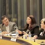 Nick Twietmeyer | Kitsap News Group                                Kitsap News Group Managing Editor Richard Walker moderates the League of Women Voters discussion, &ldquo;Finding Common Ground,&rdquo; featuring state representatives Michelle Caldier and Sherry Appleton.