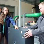KPUD employee Luke Thurston explains the filtering system at the Port Gamble Resource Recovery Facility.                                Michelle Beahm / Kitsap News Group