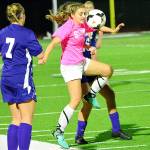 South Kitsap&rsquo;s Eliza Villarma corrals a loose ball from the air during her team&rsquo;s match with Sumner on Oct. 5. (Mark Krulish/Kitsap News Group)