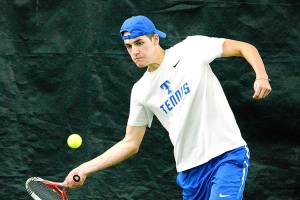 Olympic&rsquo;s Keaton Dean goes for the ball during his team&rsquo;s first match against Steilacoom on Oct. 27. (Mark Krulish/Kitsap News Group)