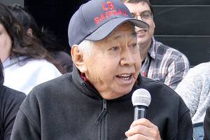 Jake Jones, master carver and former Port Gamble S&rsquo;Klallam Tribe chairman, speaks during the dedication of his story pole, &ldquo;Chief,&rdquo; at The Point Hotel in March. (Richard Walker/Kitsap News Group)                                 Jake Jones, master carver and former Port Gamble S&rsquo;Klallam Tribe chairman (Richard Walker/Kitsap News Group)