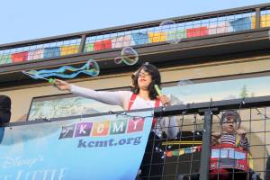 Sadie Shea contributes bubbles to the festive atmosphere in &lsquo;Downtown Ghoulsbo,&rdquo; Oct. 31.                                Richard Walker/Kitsap News Group