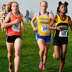 Central Kitsap&rsquo;s Molly Fischer runs as part of a pack at the district meet on Oct. 28. She finished in 13th at the state meet in Pasco on Nov. 4. (Mark Krulish/Kitsap News Group)