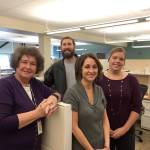 Poulsbo Mayor Becky Erickson stands beside Behavioral Health Specialist Matt Duthie, Behavioral Health Outreach Program Manager Kimberly Hendrickson and Behavioral Health Navigator Kelsey Lynch.                                Nick Twietmeyer/Kitsap News Group