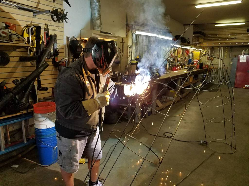 All of the frames that the lights hang on are made by local volunteers.