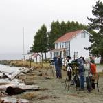 Judy Willott and others looking through scopes.                                Don Willott photo