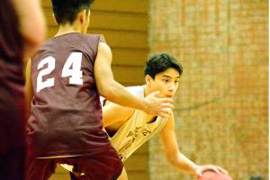 South Kitsap junior Josh Potz tries to dribble past teammate Riley Escolta (24) during a pre-season practice. (Photo: Mark Krulish | Kitsap Daily News)