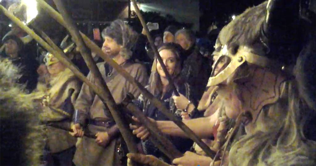 Vikings await the Lucia Brides lighting of the Julefest bonfire, Dec. 2 at Muriel Iverson Williams Waterfront Park. (Richard Walker/Kitsap News Group)