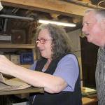 Bryan Petro was active in just about every Port Orchard civic activity. Here Petro, right, and Christine Stansbery look through copies of old Port Orchard Independent newspapers in preparation for the 125th-anniversary exhibit in 2015. (Photo: Leslie Kelly | Kitsap News Group 2015)