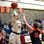 <em>Kingston senior Avy Hiner (4), lets go of a shot as shes surrounded by Central Kitsap defenders in her teams 59-49 victory on Dec. 20.</em>Mark Krulish/Kitsap News Group