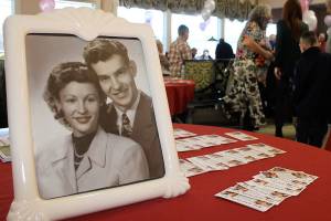 Ray and Holly Tee celebrated their 70th wedding anniversary  and their 91st birthdays  Jan. 3 with family and friends at the Clearbrook Inn in Silverdale. (Nick Twietmeyer/Kitsap News Group)