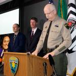 With photos of the Careaga family on display nearby, Kitsap County Sheriff Gary Simpson said each piece of evidence collected is bringing the case closer to being solved. (Nick Twietmeyer/Kitsap News Group)