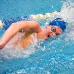 Olympics Ross Burchell swims in the 500-yard freestyle event, coming in second to Kingstons Tim Gallagher by .33 seconds. (Mark Krulish/Kitsap News Group)