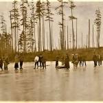When Buck Lake froze over for a week or two in the 1930s and 1940s, some Hansvillites ice skated till midnight. (Photo courtesy of Lyn Peterson)
