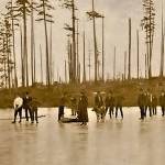 When Buck Lake froze over for a week or two in the 1930s and 1940s, some Hansvillites ice skated till midnight. (Photo courtesy of Lyn Peterson)