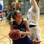 North Kitsaps Grace Johnson looks for a way to the basket against Kingston. North Kitsap defeated its inter-district rival 67-60 on Jan. 19. (Mark Krulish/Kitsap News Group)