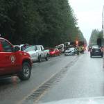 Multiple vehicles were involved in a collision along Bond Road in Poulsbo on Jan. 29. Nick Twietmeyer | Kitsap News Group.