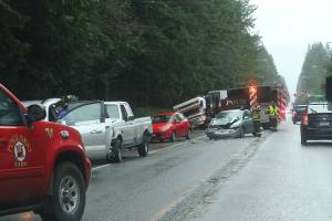 Four injuries reported in five-car collision on Bond Road