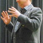 Mayor Rob Putaansuu answers questions from Marcus Whitman Middle School seventh graders. (Bob Smith | Kitsap Daily News)