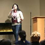Suquamish singer/poet Calina Lawrence was the featured speaker at the MeToo Movement presentation Jan. 31 at the Cloverleaf in Bremerton. (Jacob Moore/Kitsap News Group)