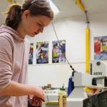 Sophomore Emma Higgs works on a CTE project during a Jan. 30 after-school session at North Kitsap High School. (Jacob Moore/Kitsap News Group)