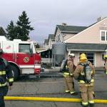 Firefighters from Central Kitsap Fire Rescue and Navy Federal Fire contained a fire at Cash Brewing to the inside of a wall, Feb. 6. (CKFR photo)
